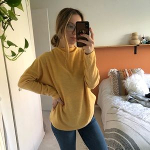 H&M Yellow Drop Sleeve Fuzzy Crewneck Sweater Top
